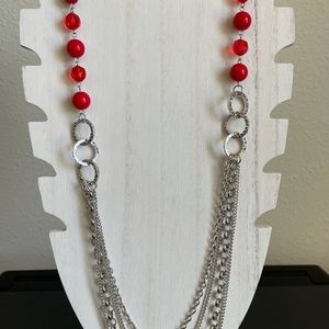 Red and silver necklace